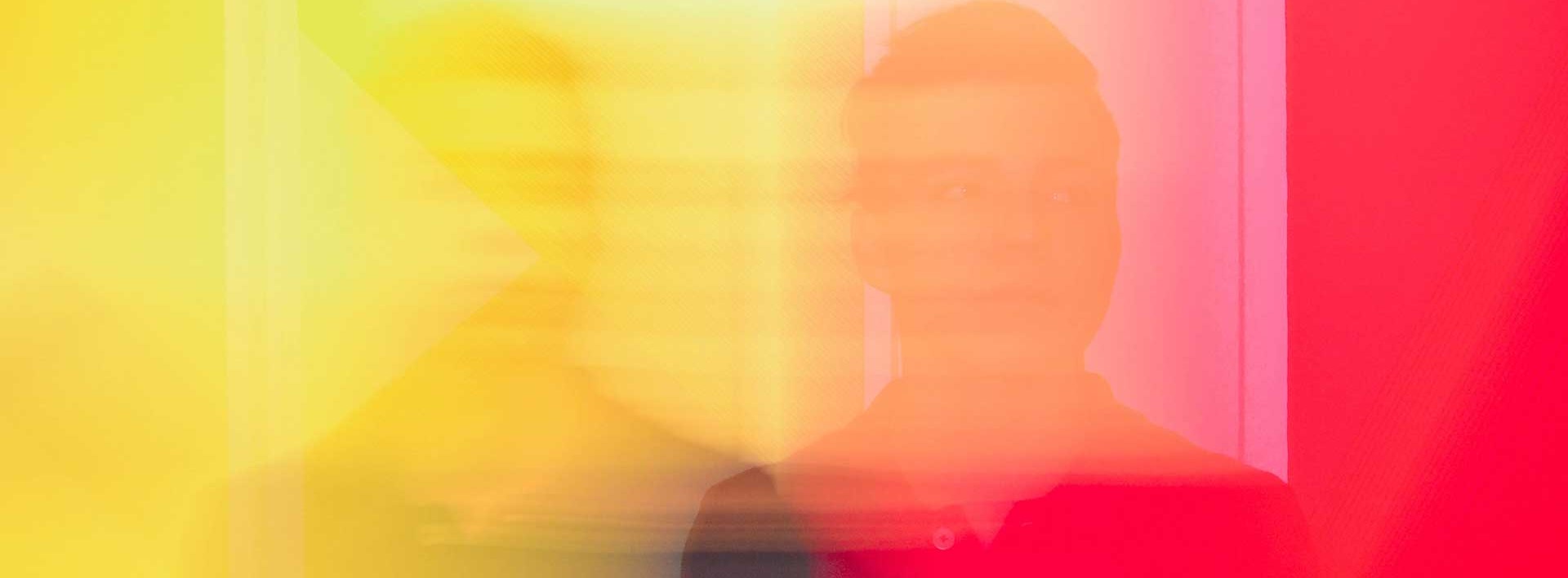 person's shadow in yellow and red colour