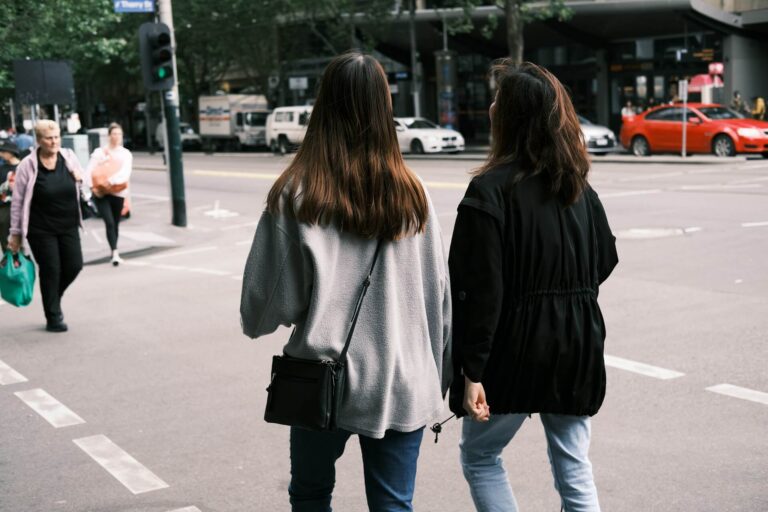 two women walking