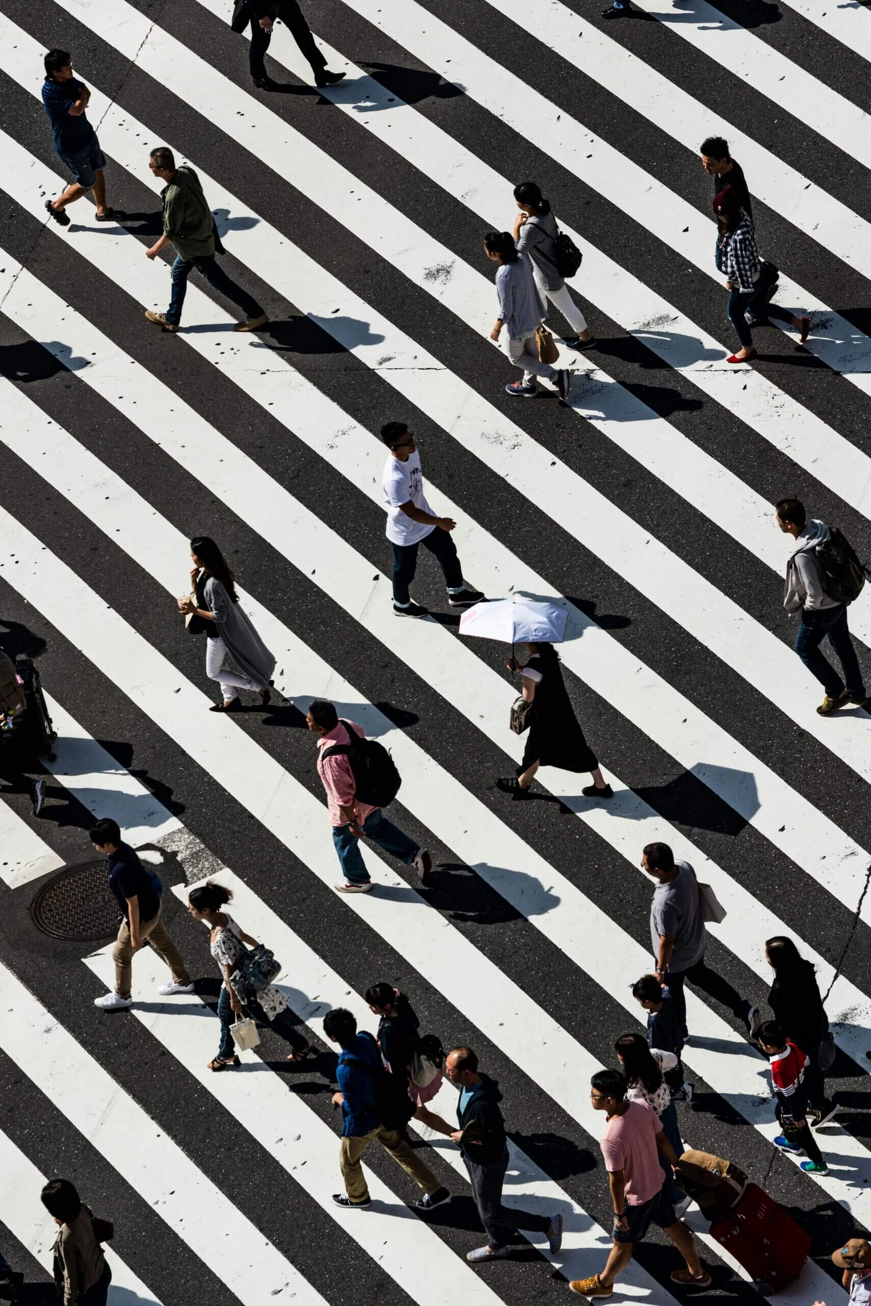 people on a pedestrian crossing