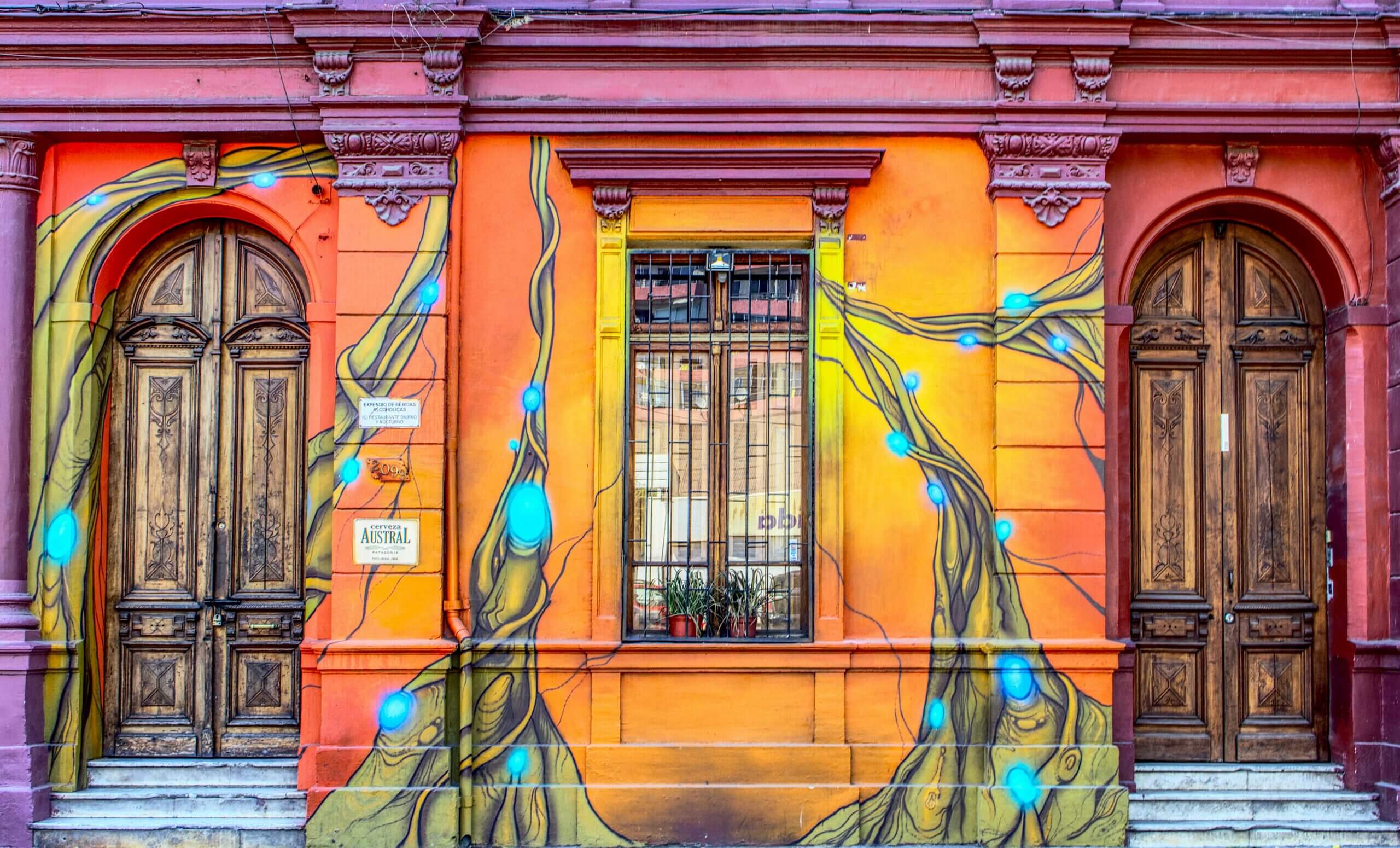 Colourful art on a building wall