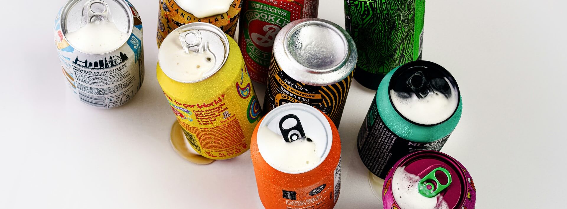 colourful drinks cans