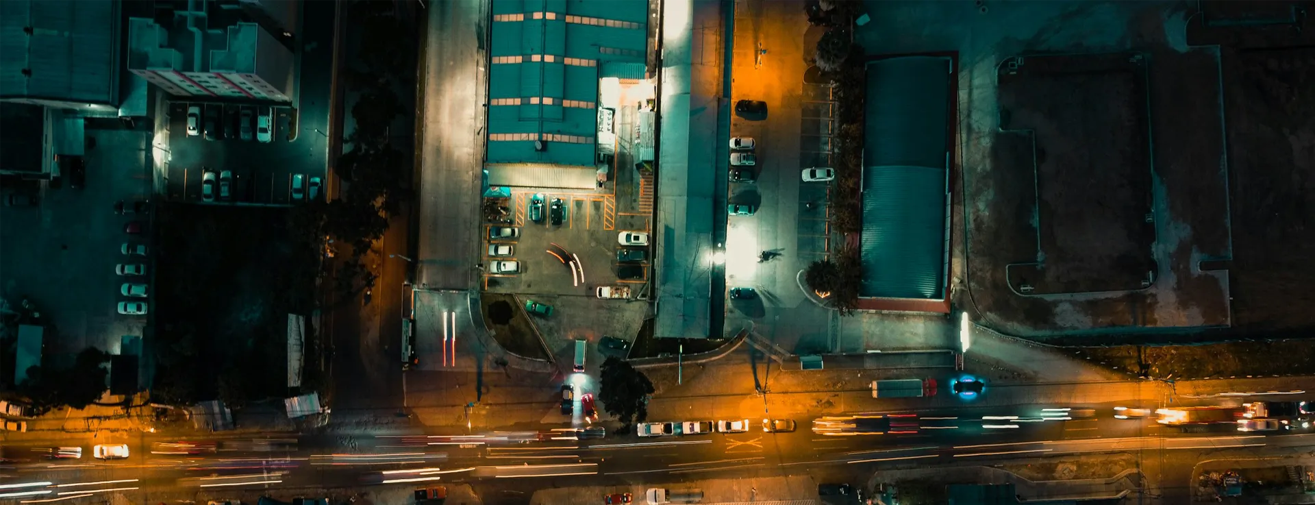 street lights from above at night