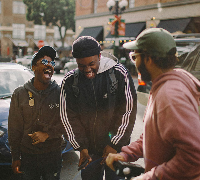 group on men laughing